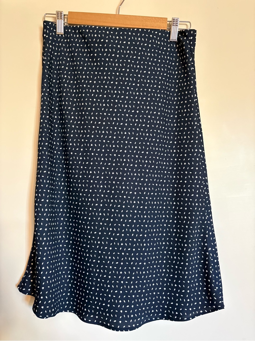 LOFT Navy and White A-Line Midi Skirt